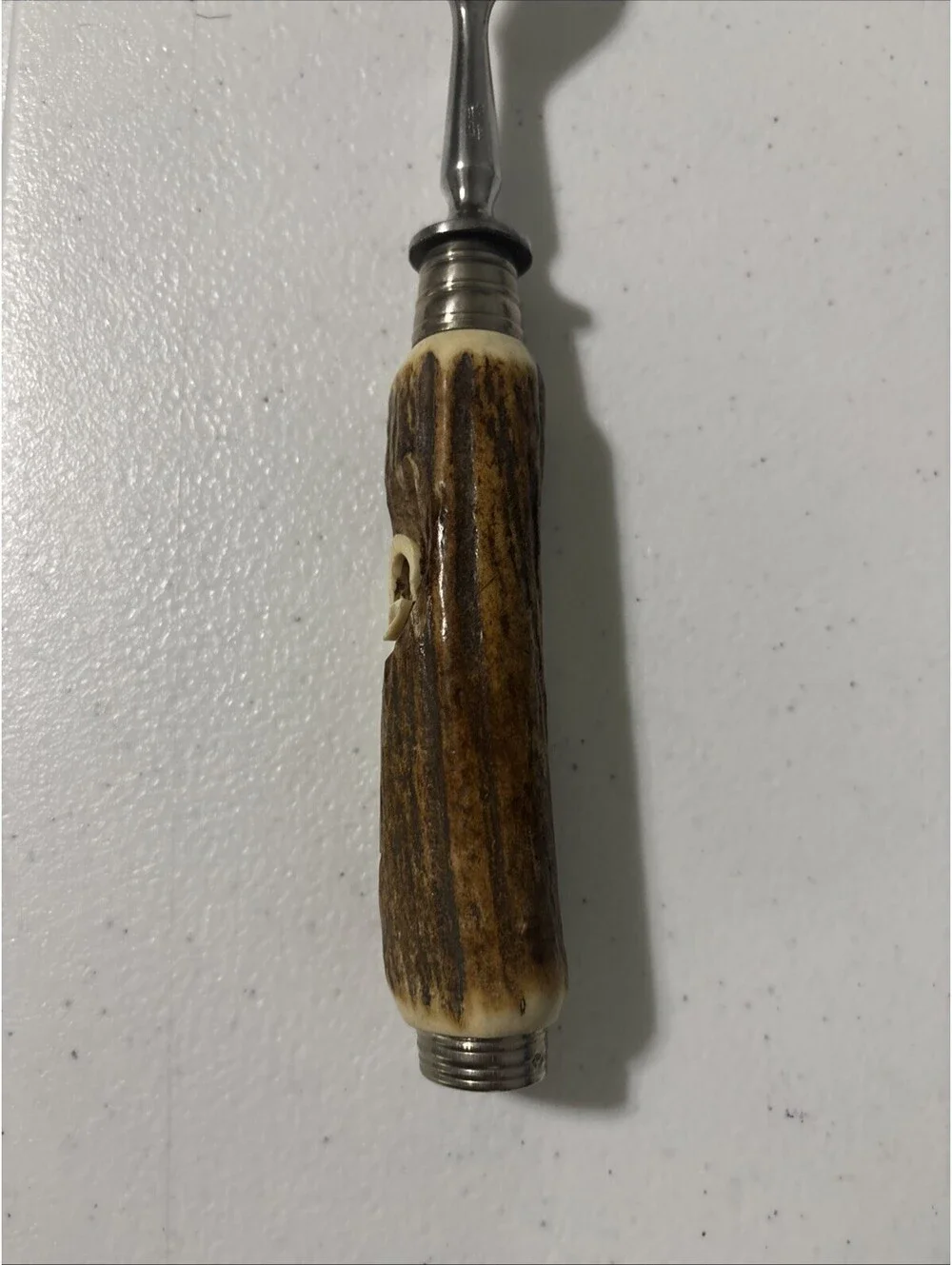 Baron Solingen German Carving Fork Stag Antler Carved Handle EUC Vintage
